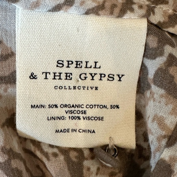 Spell & The Gypsy Leopard Print button detail ruffledAda Gown Size XSmall Boho - Picture 7 of 16